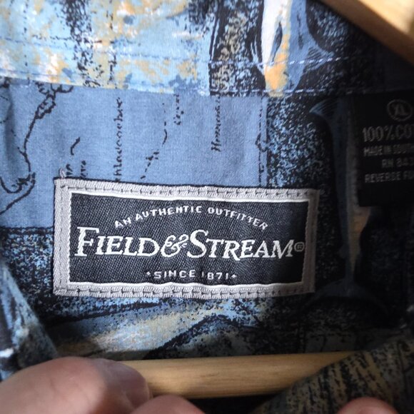 Field & Stream Shirt Mens Size XL Blue Vintage Marlin Sea Fish All Over Print - Picture 10 of 14